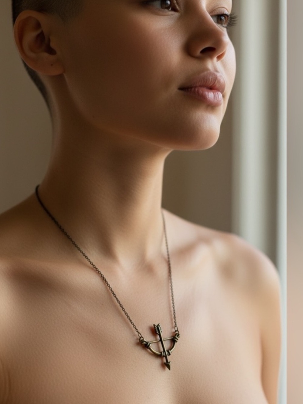 Delicate Black Metal Arrow Charm Necklace